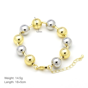 Detail of 12mm mixed gold and silver beads bracelet with lobster clasp and extension