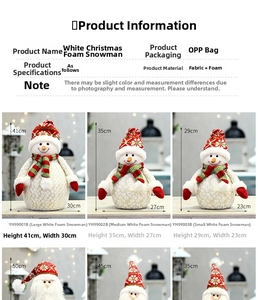 Tabella taglie dettagliata per pupazzi di neve natalizi e statuette di Babbo Natale