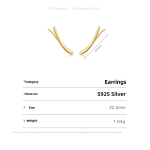 Detailed size specifications for minimalist S925 silver golden wheat leaf earrings