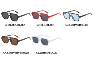 Detailed display of square pilot glasses frame in five classic assorted color variants
