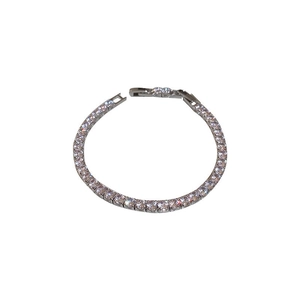 Bracelet tennis argenté orné de cœurs en zircon et de breloques en forme de fleurs
