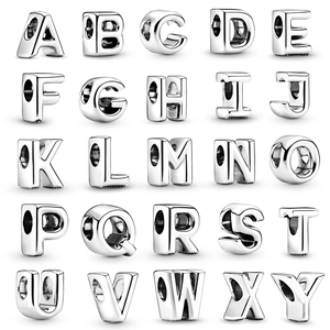 Polished silver alphabet beads A-Y grid layout for DIY bracelet making and jewelry
