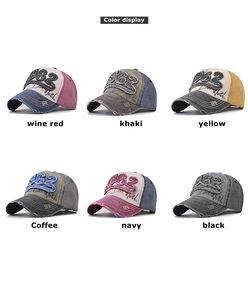 Vue détaillée des casquettes de baseball vintage 1962 en six coloris délavés classiques