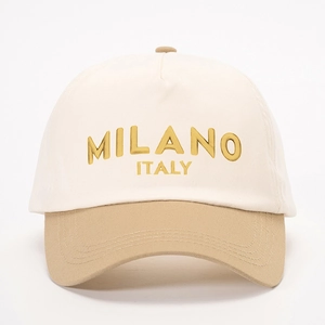 Verstellbare Milano Stickerei Baseballkappe mit cremefarbener Krone und Khaki Schirm