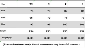 Detailed size chart for women's velvet dress including bust waist and hip measurements