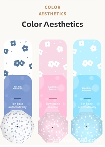 Comparison of 8 and 10 rib floral automatic umbrellas with various floral patterns