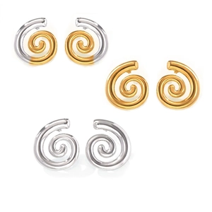 Boucles Oreilles Spirale Géométrique Acier Titane Poli Plaqué Or Bijoux Minimalistes Modernes Pour Femmes