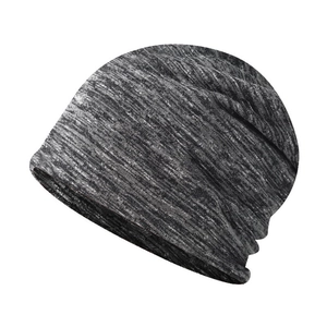 Grey melange knitted slouchy beanie for men and women with breathable thin texture