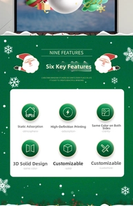 Detail showing double-sided color and static cling features of Christmas window stickers