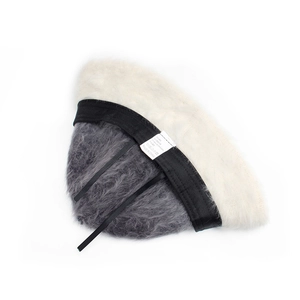 Women's gradient faux rabbit fur bucket hat with soft plush texture and interior lining