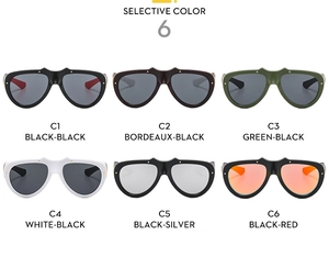 Six different color options of oversized trendy sunglasses shown in a 2x3 grid layout