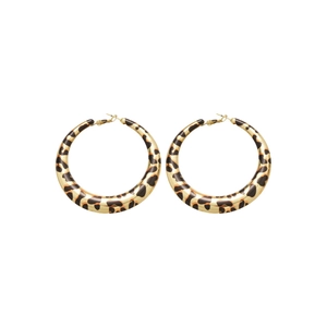 Vintage large leopard print hoop earrings in gold with brown and black patterns