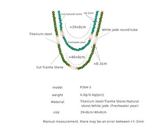 Spécifications détaillées des colliers en acier titane faits main avec amazonite et perles