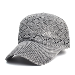 Women Outdoor Sun Protection Baseball Cap Hollow Knit Breathable Sunshade Hat Casual Polyester Woven Mesh Peak Cap