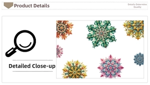 Macro detail of colorful snowflake mandala window stickers with intricate geometric patterns