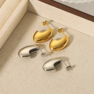 18K gold plated and silver teardrop hollow curved earrings in a luxury jewelry box