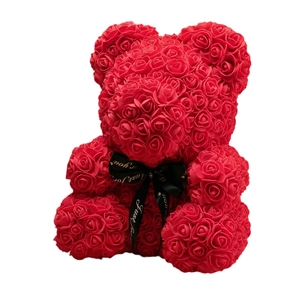 25cm red rose bear with black Just for you ribbon for Valentine's Day gift
