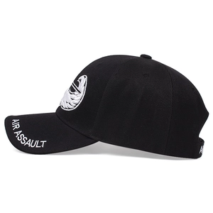 Black baseball cap featuring white Air Assault embroidery and wing patch detail