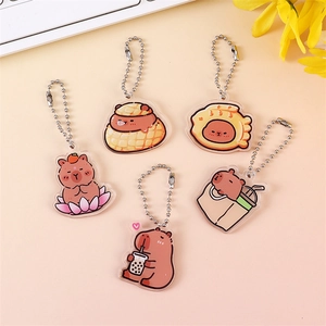 Cute acrylic Capybara keychains set featuring various funny cartoon animal character designs