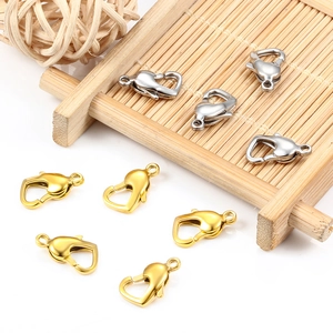 Gold and silver heart-shaped stainless steel lobster clasps for DIY jewelry making