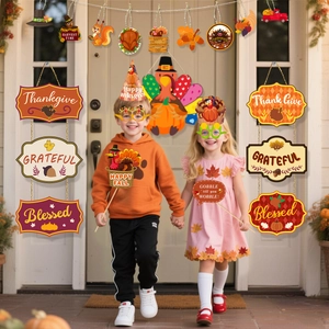 Thanksgiving Party Decorations Paper Glasses Turkey Pumpkin Photo Booth Props Hanging Signs Festival Celebration Supplies