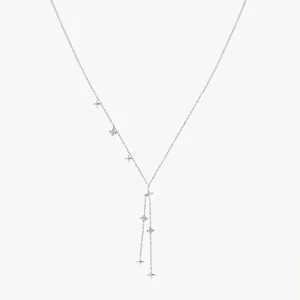 925 Sterling Silver Y-Shaped Necklace With Star Charms Cubic Zirconia Tassel Chic Clavicle Chain For Women