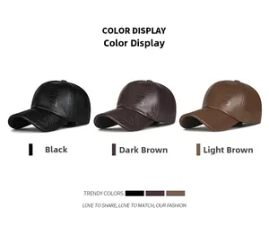 Comparaison détaillée de casquettes en similicuir noir, marron foncé et café clair