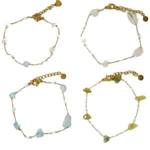 Colorful natural stone and pearl stainless steel bracelets for women summer style