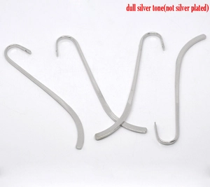 Detail view of 4 dull silver tone alloy bookmarks on a clean white background