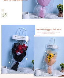 Transparent gift bag with handles for rose bouquets and floral handicrafts for Women's Day