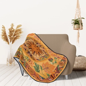 Bohemian Flannel Throw Blanket Soft Warm Lightweight For Sofa Bed Southwestern Mandala Celestial Print Polyester