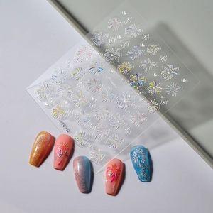 3D embossed fireworks nail stickers with FEB-752 design for sparkling manicure art