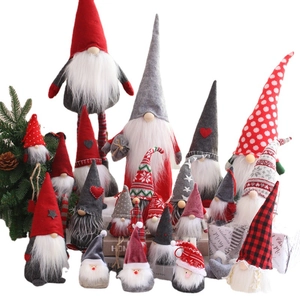 Christmas plush gnomes collection in red and grey knits for festive holiday decor
