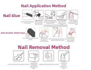 Detailed application and removal guide for press-on nails with glue and jelly tabs