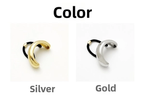 Minimalist U-shaped gold and silver metallic hair ties with high-elasticity black bands