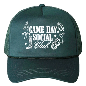Cappellino trucker verde scuro Game Day Social Club con rete traspirante e fronte spugna