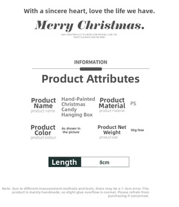 Specifications for painted glitter Christmas candy ornaments made of durable PS plastic