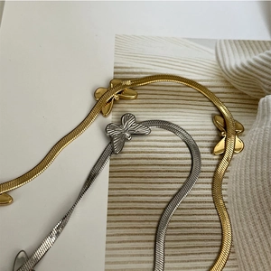 Polished titanium steel butterfly blade snake chain necklace in gold and silver finish