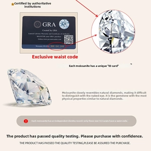 Close-up of GRA certified moissanite with laser-engraved unique ID on the gemstone waist