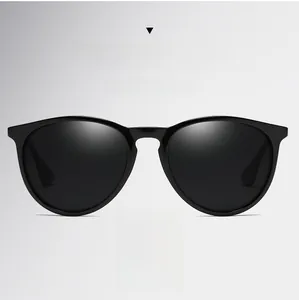 Detail view of black full-frame sunglasses showing SHADE and UV protection features