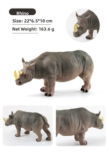 Detailed rhino animal model with realistic skin texture and size 22x6.5x10cm specifications
