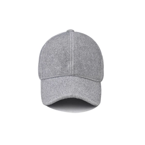 Casquette de baseball en laine grise avec doublure pelucheuse et structure à six panneaux