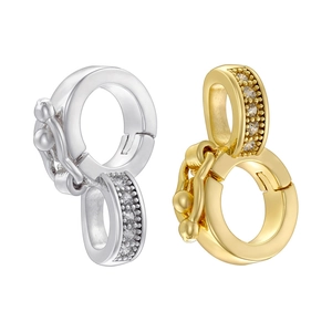 Copper 18K gold plated jewelry clasp with cubic zirconia for DIY necklaces and pendants