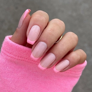 Unghie Finte French Pink Quadrate Lucide Con Colla Gelatina E Lima Per Unghie Manicure Fai Da Te