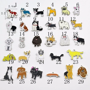 Collection of 29 different metal enamel dog breed charms for keychains and bags