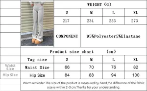 Größentabelle für figurbetonte Schlaghose aus 95% Polyester mit detaillierten Maßen