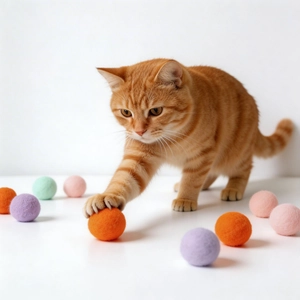 Jouets Pour Chats En Peluche Colorés Pompons En Feutre De Laine Élastique Souple Pour Chatons D'intérieur Jeu De Chasse Interactif