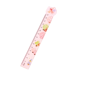 Pink 15cm cartoon plastic ruler for students featuring cute floral and tree patterns