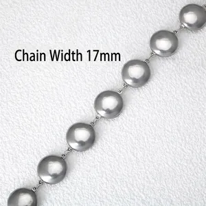 Close-up of 17mm wide stainless steel hollow heart chain links for DIY jewelry making