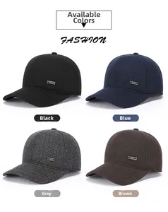 Winter fleece baseball caps in four colors featuring a metal fashion label on the side